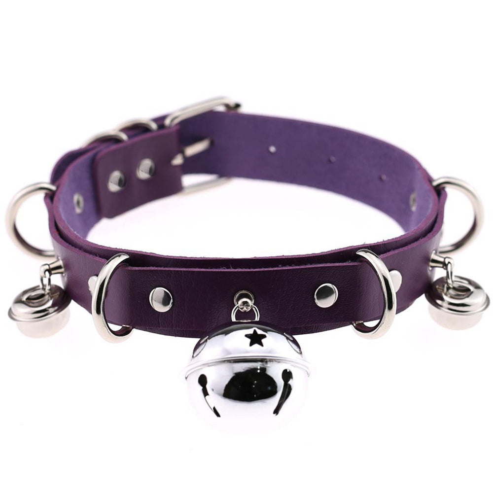 Gothic Punk Leather Choker with Bells – Harajuku Style Collar Necklace