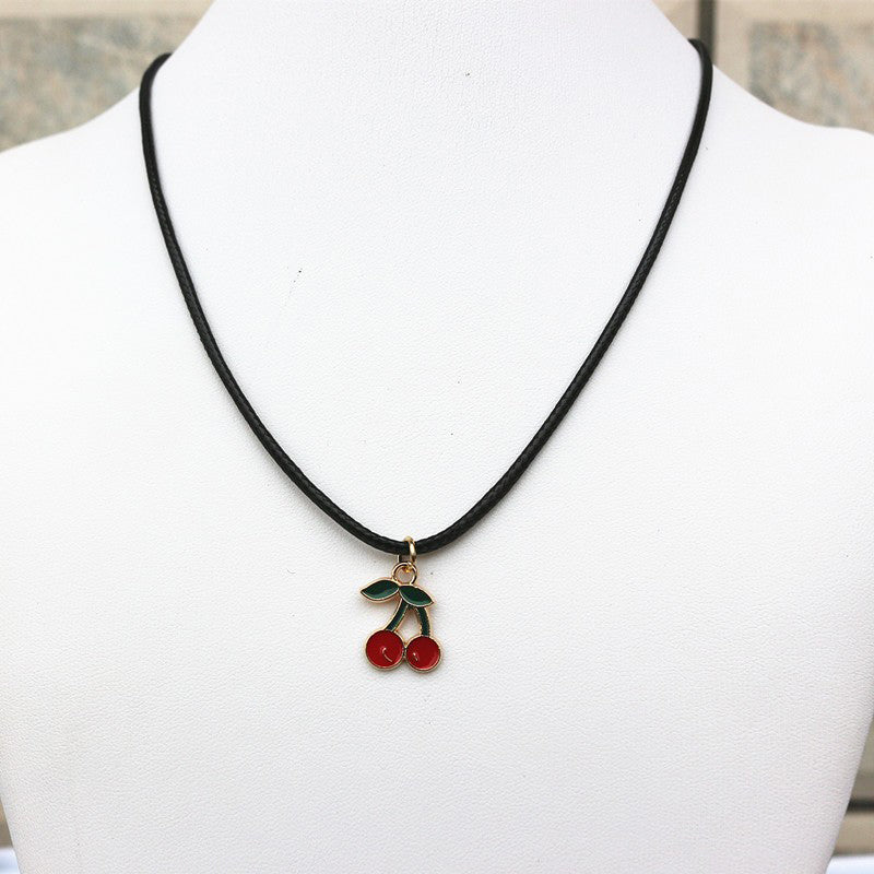 Cherry Pendant Necklace – Elegant Fruit-Inspired Chain for Women