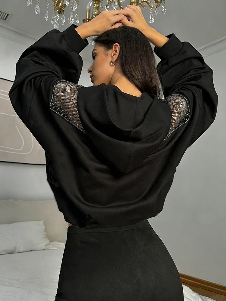 Open Back Lace-Up Oversized Hoodie – Y2K Street Style Long Sleeve Top