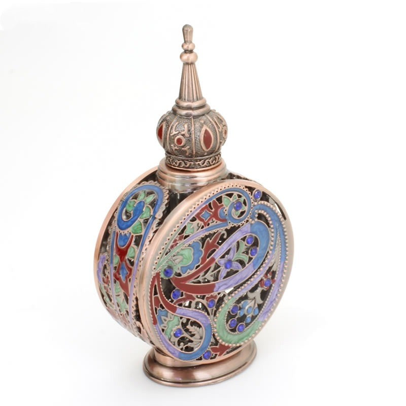 Heart-Shaped Decorative Middle Eastern Style Perfume Empty Bottle – Ornamental Stone Design