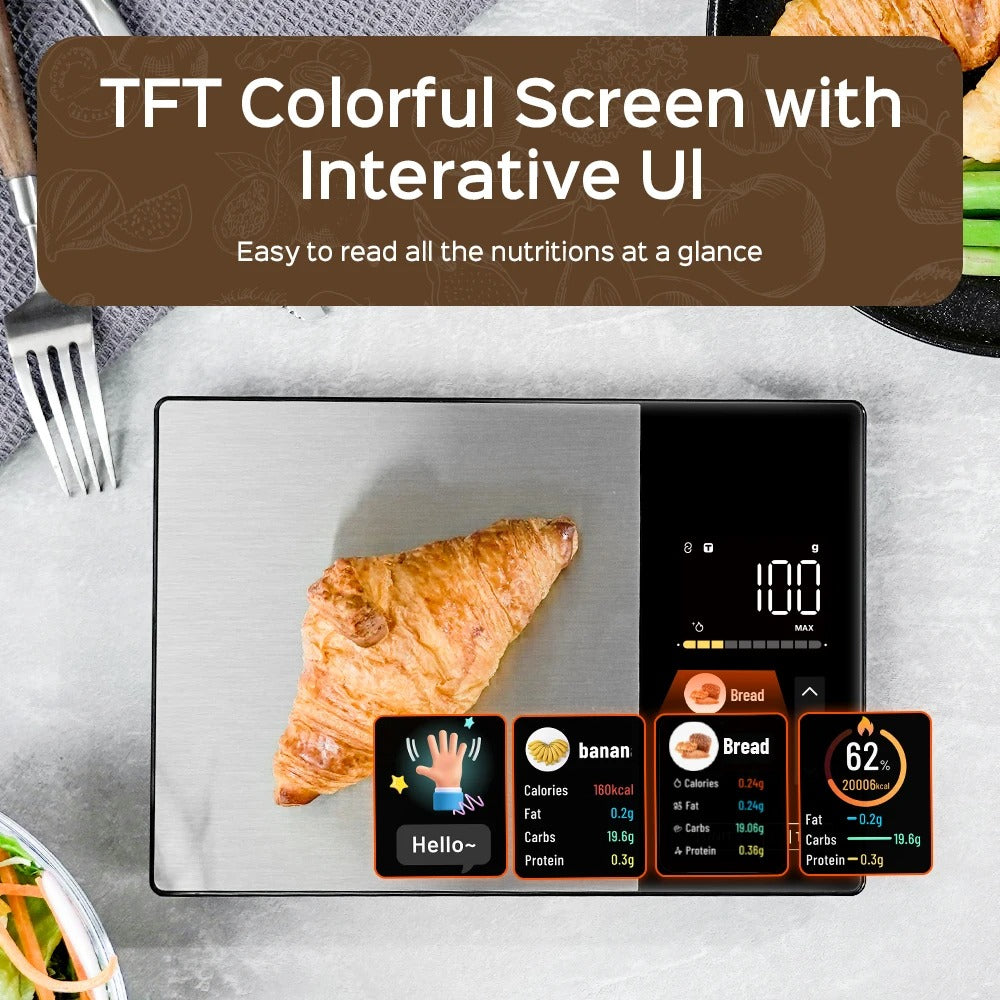 Smart Nutrition Kitchen Scale – Stainless Steel Digital Food Scale with Calorie & Macro Tracking (5kg / 11lb)