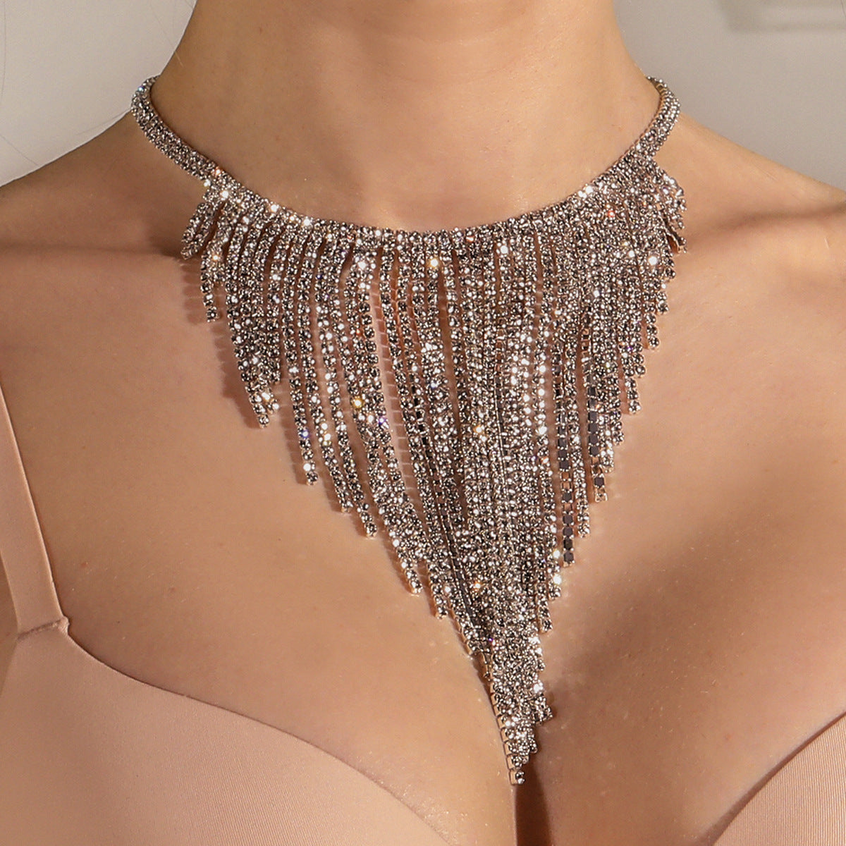 Double Row Necklace – Symmetrical Layered Alloy Chain for Women