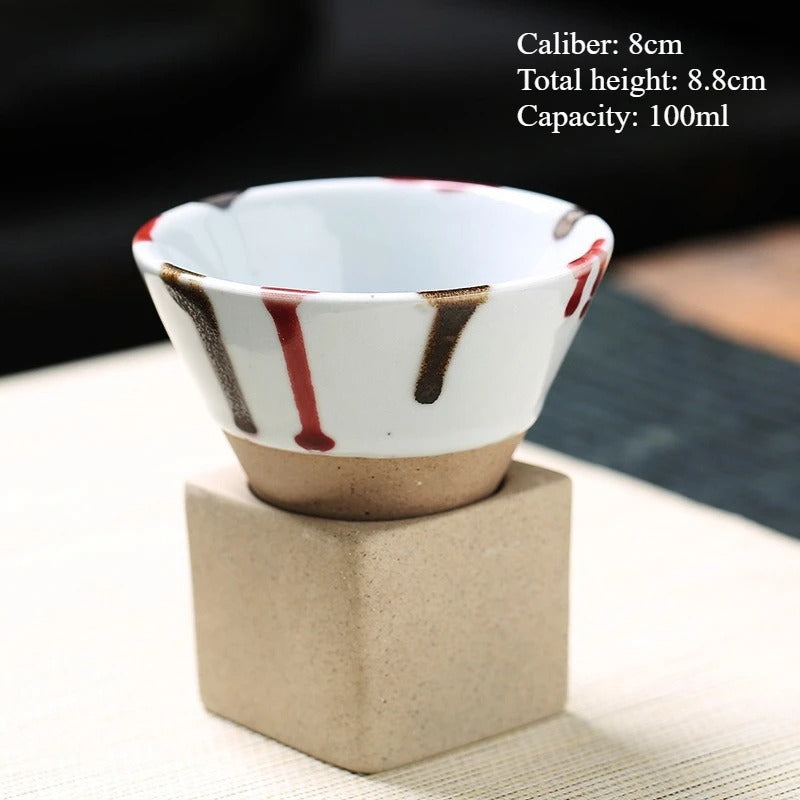 Retro Japanese Ceramic Tea & Coffee Mug – Triangular Cone Cup with Base (100ml & 200ml)