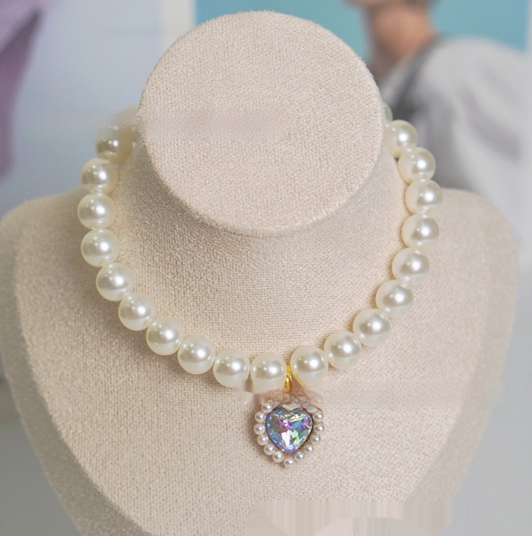 Pearl Love Gem Necklace – Elegant Choker Collar Chain