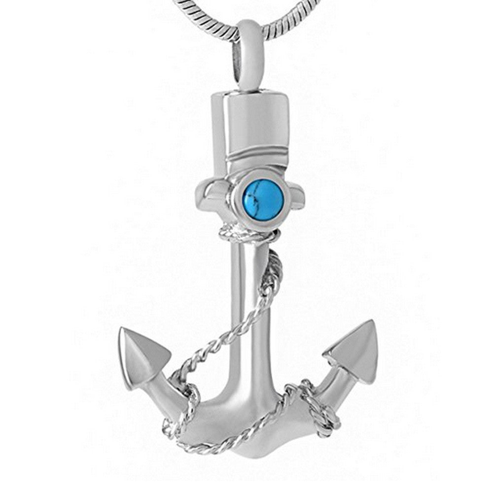 Stainless Steel Perfume Bottle Pendant Necklace – Memorial Urn Anchor Design