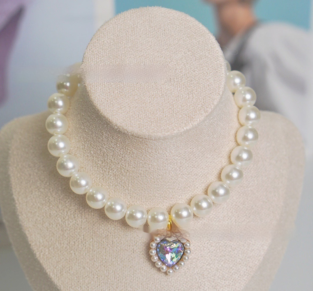 Pearl Love Gem Necklace – Elegant Choker Collar Chain