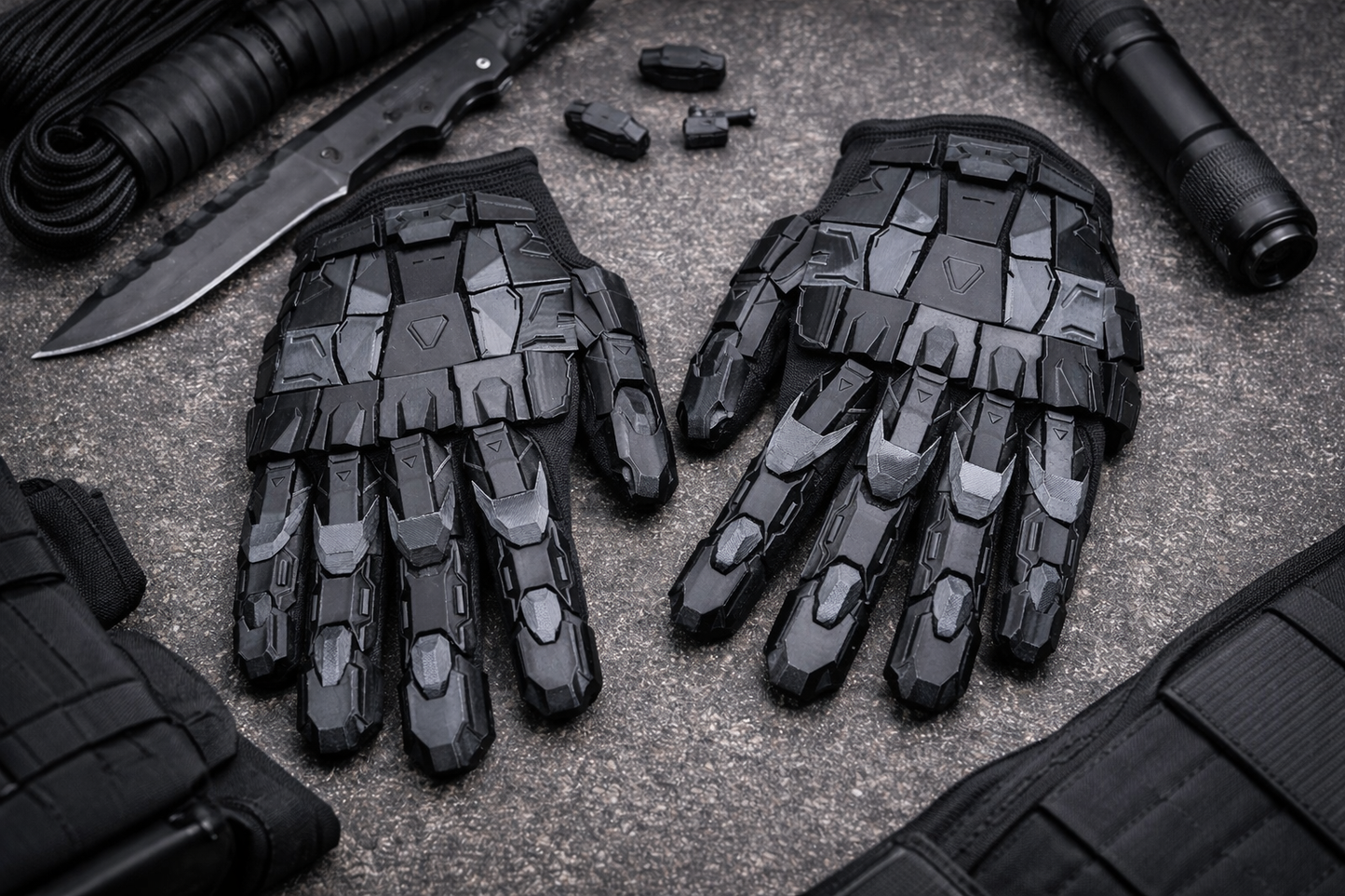 3D Printed Punk Mechanical Hand Armor Gloves – Gothic Techwear Cosplay Exoskeleton (Unisex)