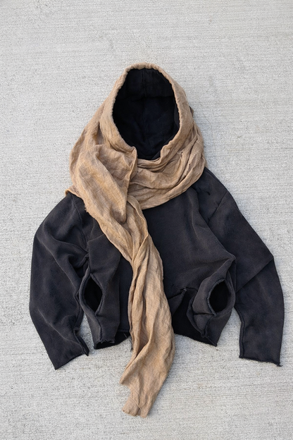 🖤 Desert Drape Hooded Scarf Hoodie – INS Retro Streetwear Unisex Sweater (2026 Edition)