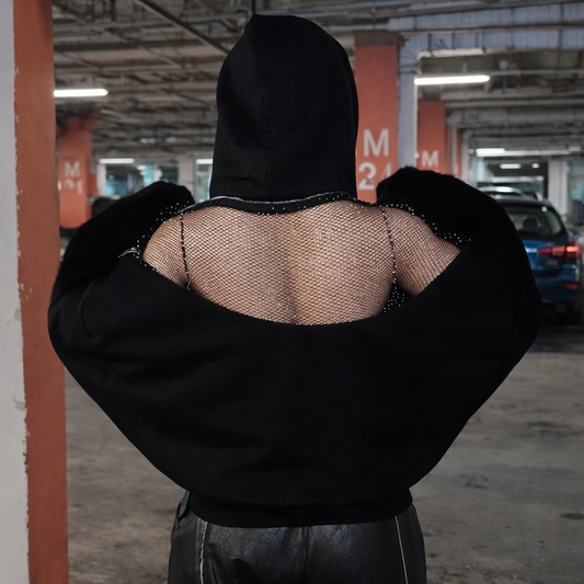 Open Back Lace-Up Oversized Hoodie – Y2K Street Style Long Sleeve Top