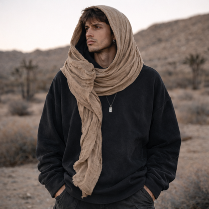 🖤 Desert Drape Hooded Scarf Hoodie – INS Retro Streetwear Unisex Sweater (2026 Edition)
