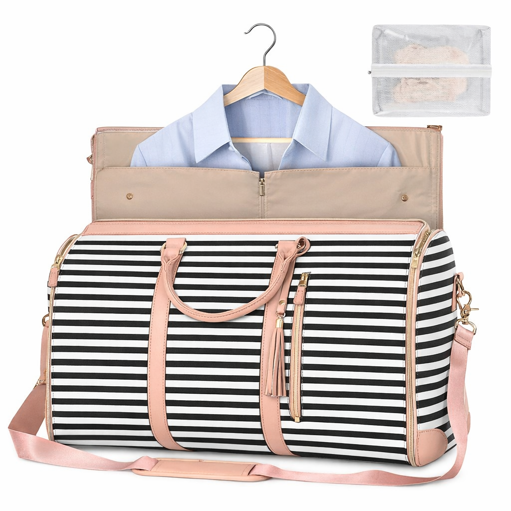 Luxury Foldable PU Leather Travel Duffel Bag – Large Capacity Carry-On Garment & Business Travel Bag for Women