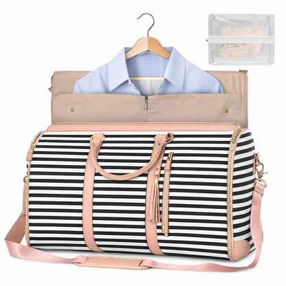 Luxury Foldable PU Leather Travel Duffel Bag – Large Capacity Carry-On Garment & Business Travel Bag for Women