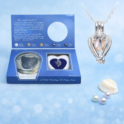 Oyster Pearl Love Necklace DIY Kit – Open Your Own Pearl Gift Set For Her - Valentine Gift