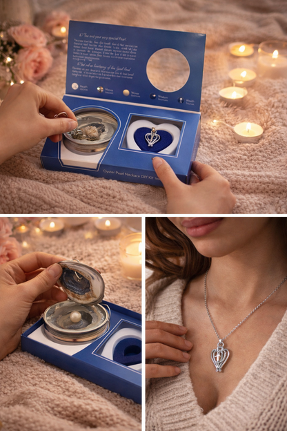 Oyster Pearl Love Necklace DIY Kit – Open Your Own Pearl Gift Set For Her - Valentine Gift