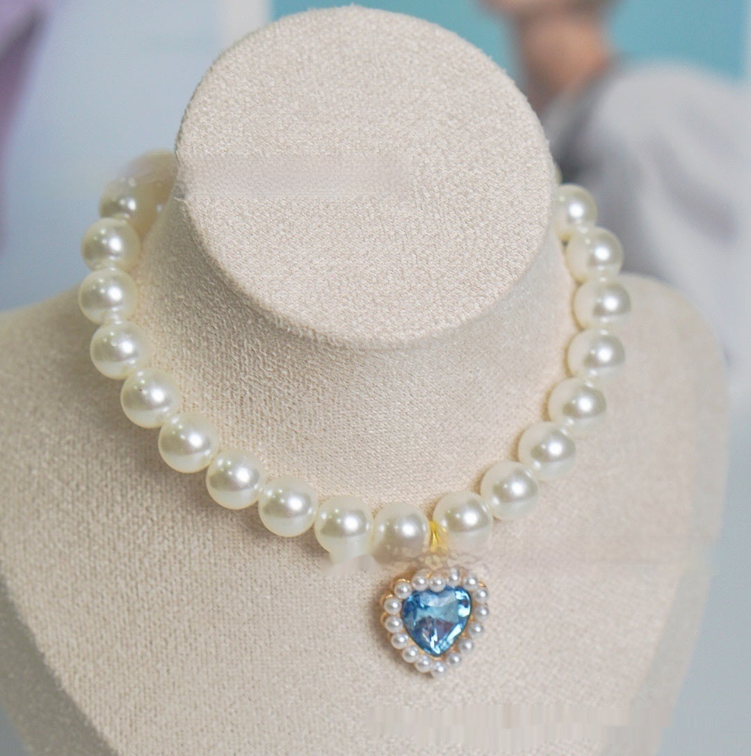 Pearl Love Gem Necklace – Elegant Choker Collar Chain