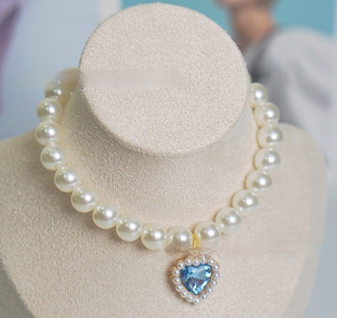Pearl Love Gem Necklace – Elegant Choker Collar Chain