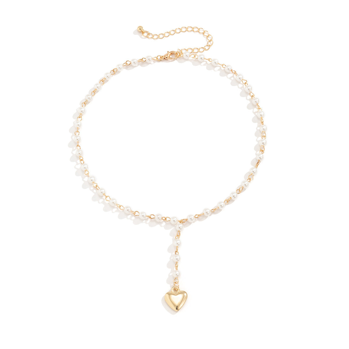 Simple Pearl Love Pendant Necklace – Elegant Minimal Chain for Women