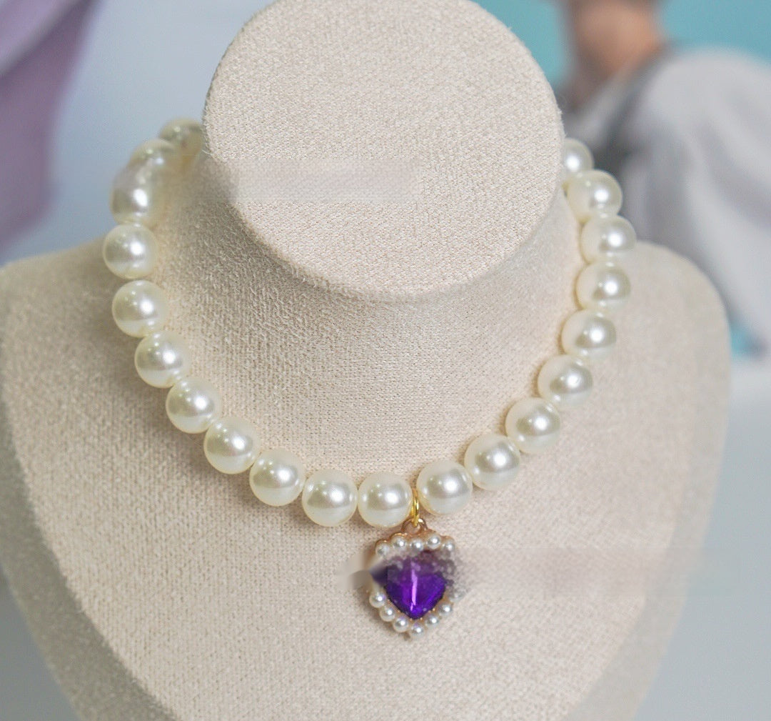Pearl Love Gem Necklace – Elegant Choker Collar Chain