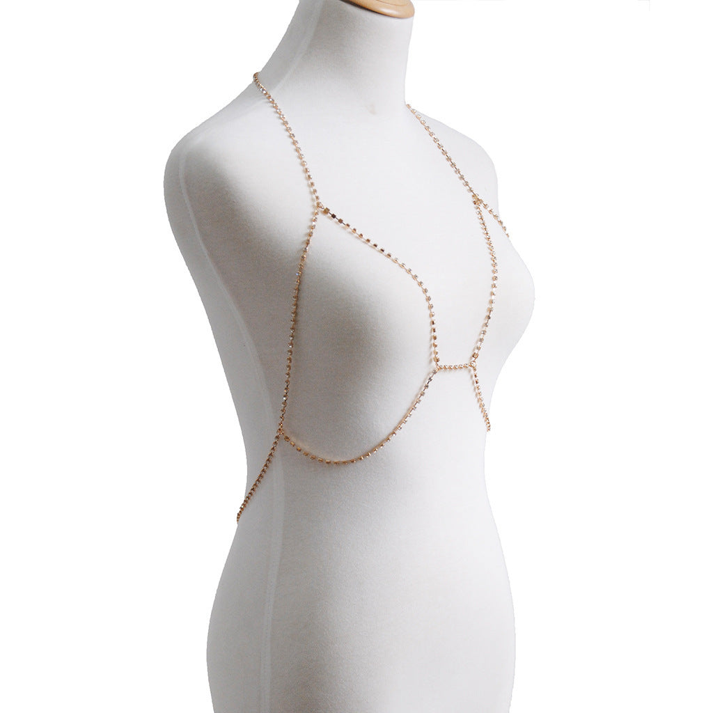 Rhinestone Halter Body Chain – Beach Statement Necklace for Women