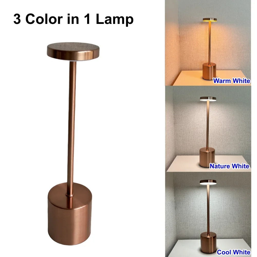 TouchGlow LED Table Lamp – 3-Color Rechargeable Touch Night Light