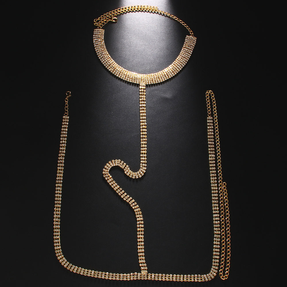 Men’s Crystal Body Chain – Multi-Row Statement Necklace