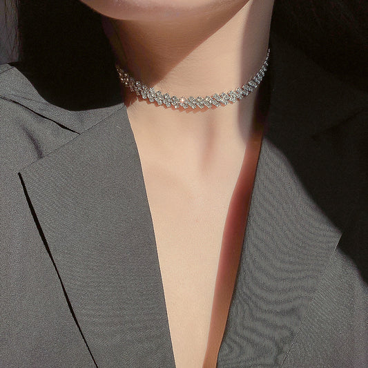 Full Rhinestone Clavicle Necklace – Sparkle Fashion Chain for Women