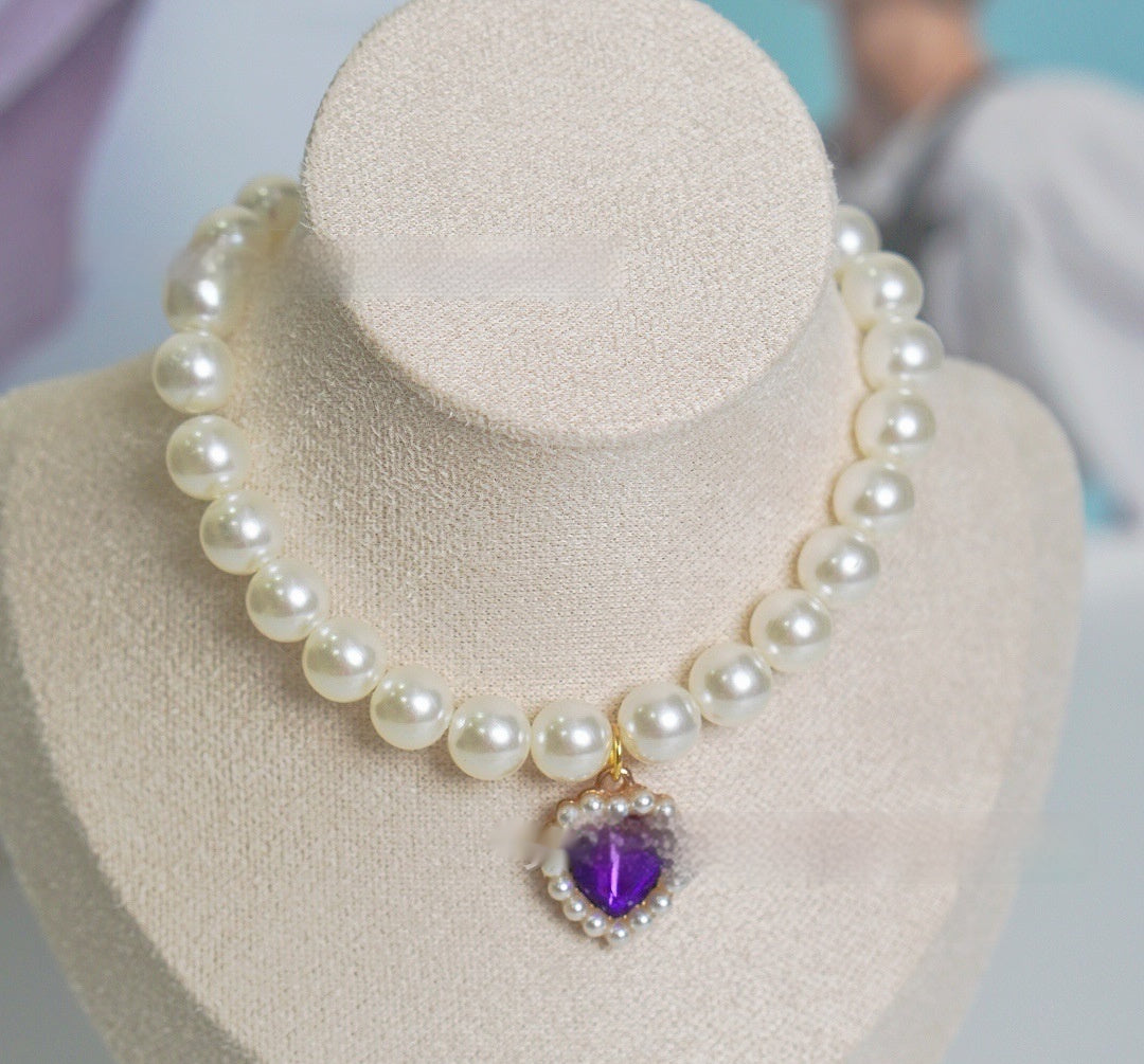 Pearl Love Gem Necklace – Elegant Choker Collar Chain