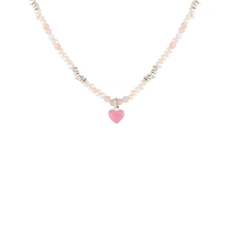 French Vintage Pearl Necklace – Oil Drop Love Pendant for Women