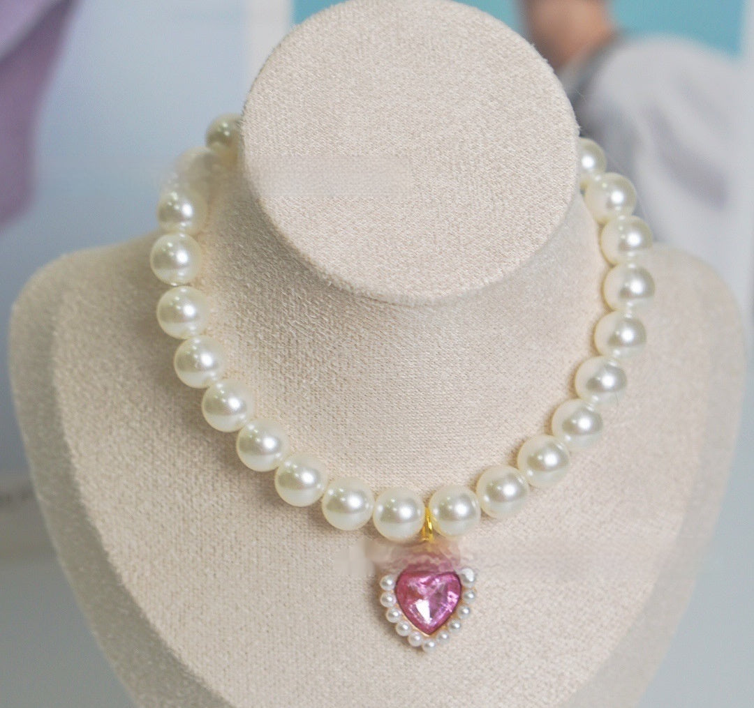 Pearl Love Gem Necklace – Elegant Choker Collar Chain