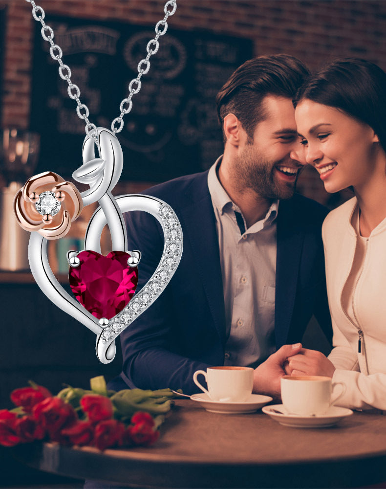 Rose Heart Pendant Necklace – Elegant Necklace for Women