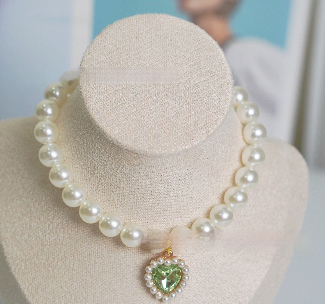 Pearl Love Gem Necklace – Elegant Choker Collar Chain