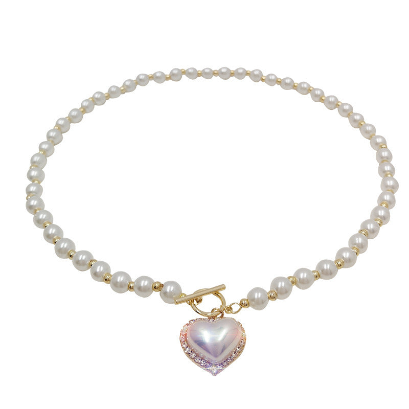 French Pearl Love Necklace – Elegant Fashion Pendant for Women