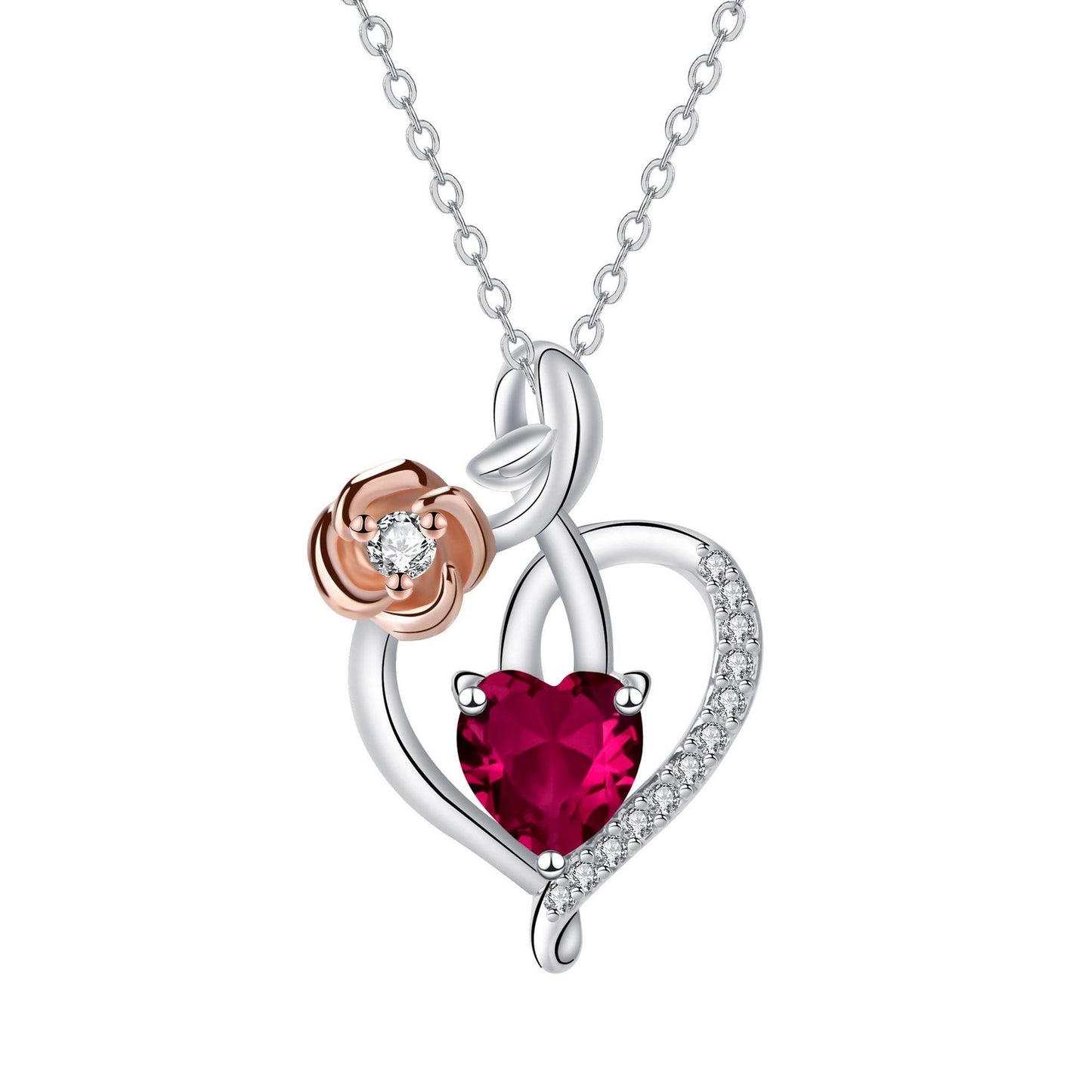 Rose Heart Pendant Necklace – Elegant Necklace for Women