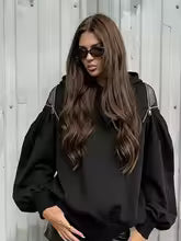 Open Back Lace-Up Oversized Hoodie – Y2K Street Style Long Sleeve Top