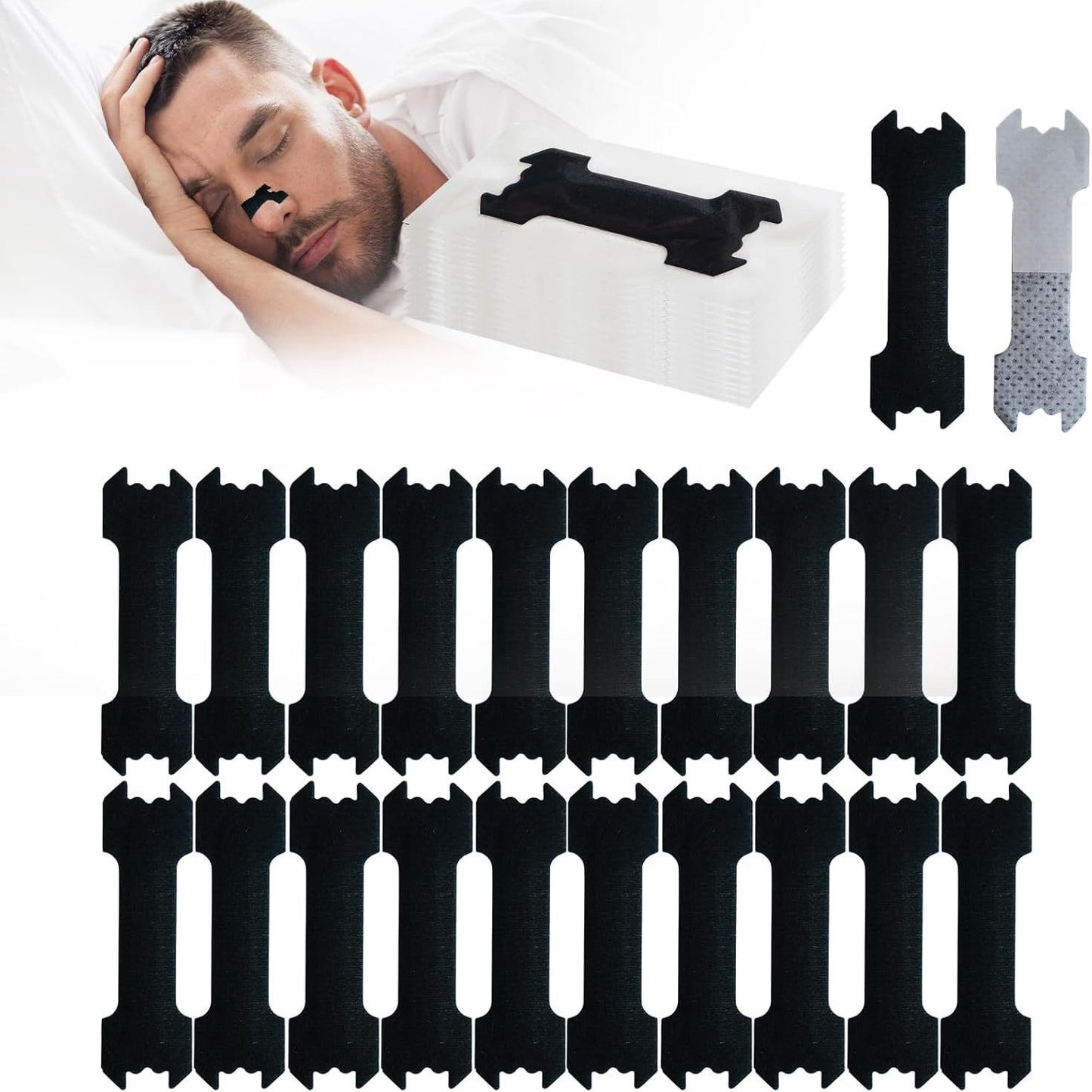 Black Anti-Snoring Nasal Strips – Breath Support Sleep Aid