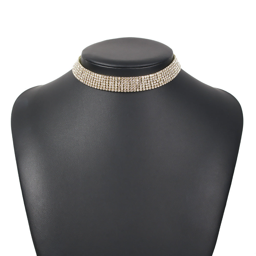 Full Rhinestone Necklace – Trendy Alloy Sparkle Chain for Women