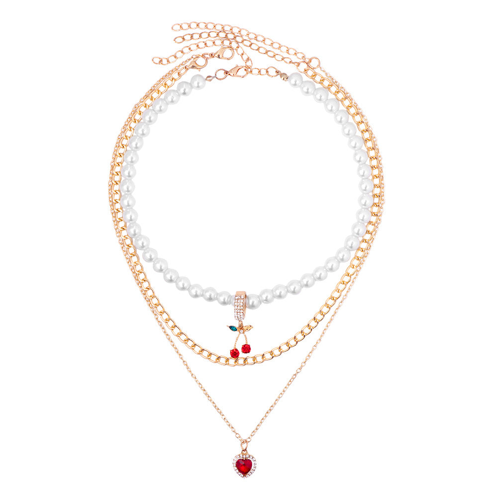 Pearl Multi-Layer Love Necklace – Elegant Layered Chain for Women