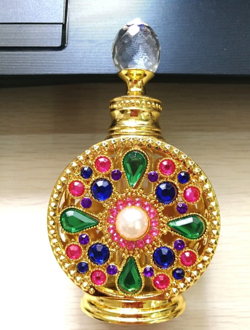 Heart-Shaped Decorative Middle Eastern Style Perfume Empty Bottle – Ornamental Stone Design