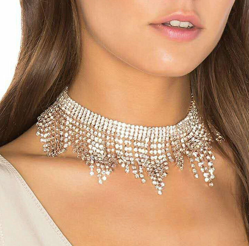 Tassel Diamond Necklace – Alloy Statement Necklace for Women