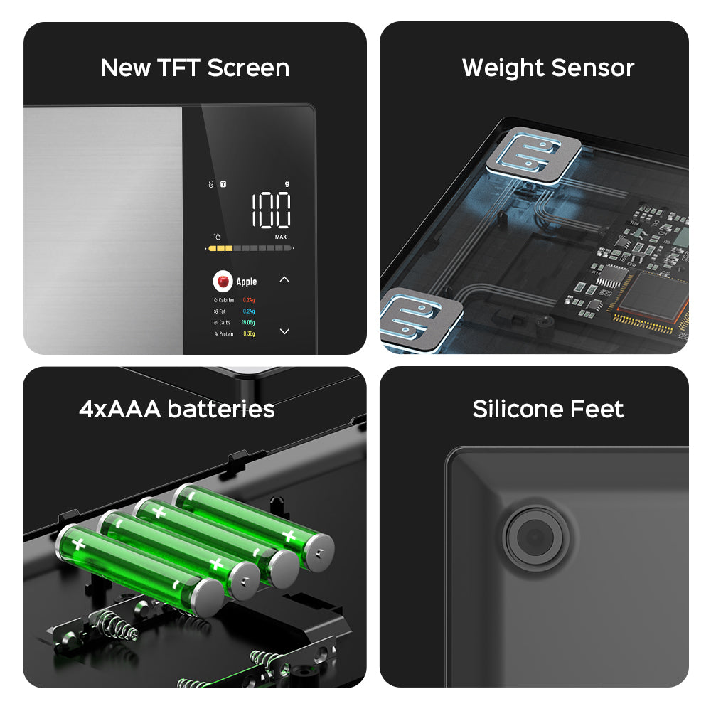 Smart Nutrition Kitchen Scale – Stainless Steel Digital Food Scale with Calorie & Macro Tracking (5kg / 11lb)