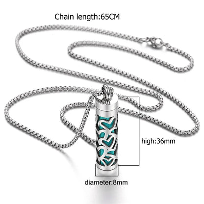 Stainless Steel Aromatherapy Necklace – Heart Diffuser Pendant with 10 Reusable Felt Pads