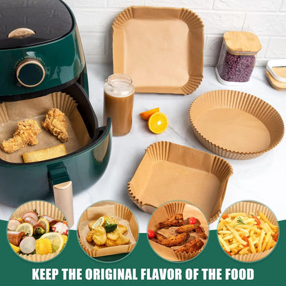 9 Inch Premium Air Fryer Liners – 100PCS Disposable Non-Stick Easy Clean Baking Paper
