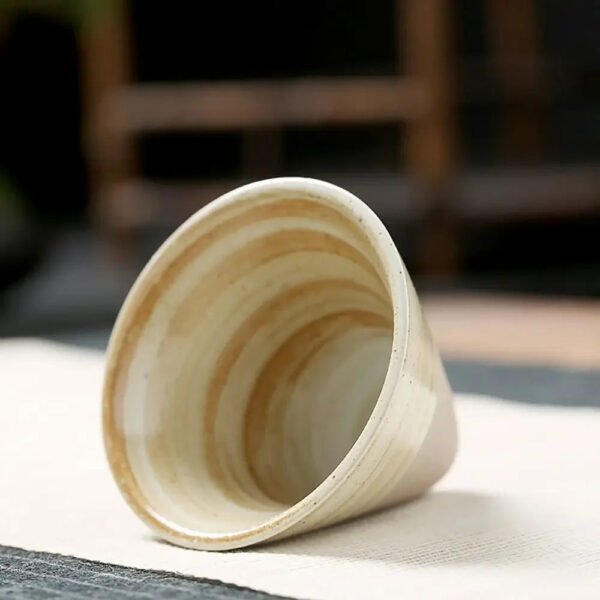 Retro Japanese Ceramic Tea & Coffee Mug – Triangular Cone Cup with Base (100ml & 200ml)