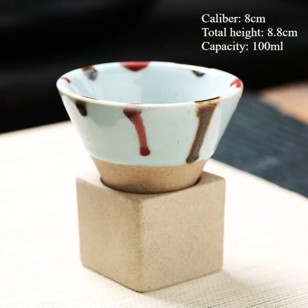 Retro Japanese Ceramic Tea & Coffee Mug – Triangular Cone Cup with Base (100ml & 200ml)