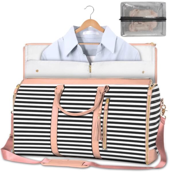 Luxury Foldable PU Leather Travel Duffel Bag – Large Capacity Carry-On Garment & Business Travel Bag for Women
