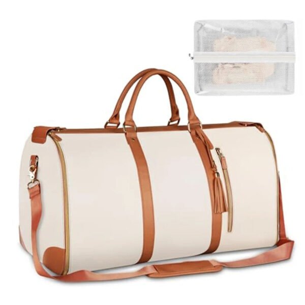 Luxury Foldable PU Leather Travel Duffel Bag – Large Capacity Carry-On Garment & Business Travel Bag for Women