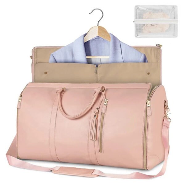 Luxury Foldable PU Leather Travel Duffel Bag – Large Capacity Carry-On Garment & Business Travel Bag for Women
