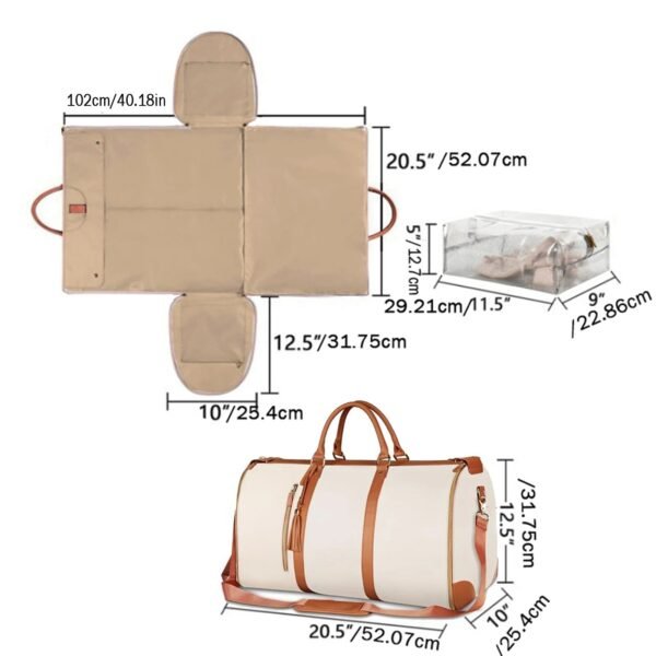 Luxury Foldable PU Leather Travel Duffel Bag – Large Capacity Carry-On Garment & Business Travel Bag for Women