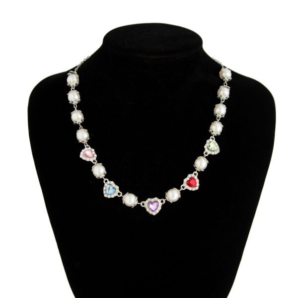 Colorful Crystal Pearl Necklace – Love Accent Statement Chain