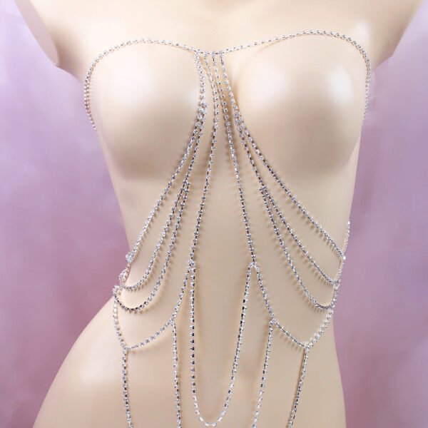 Rhinestone Body Chain – Crystal Bikini Style Necklace for Women